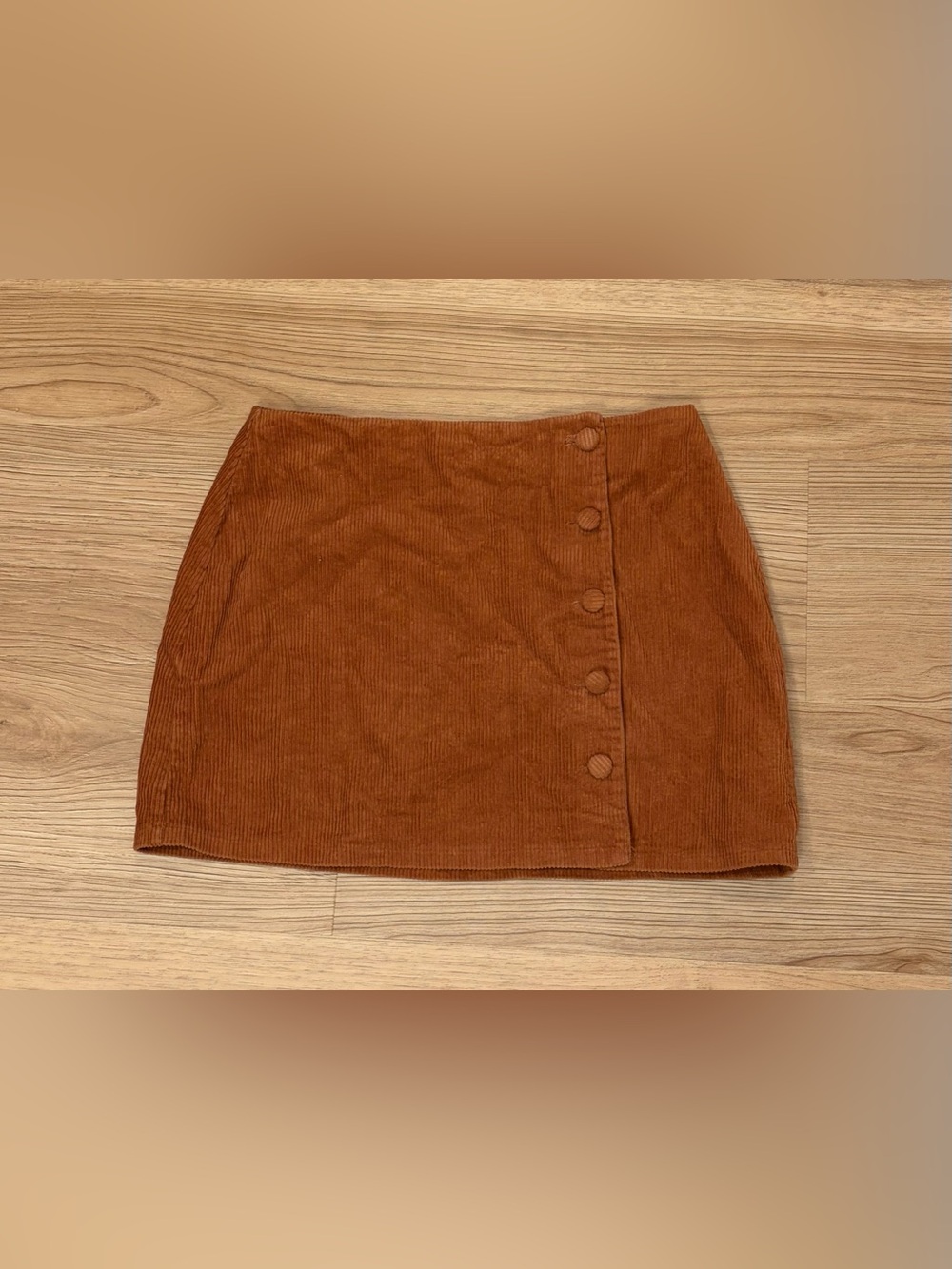 3/$15 Lulu's Button-Front Corduroy Mini Skirt in Rust Brown